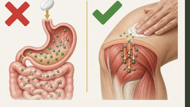 Compresse perse nello stomaco, crema applicata direttamente sul muscolo dolente